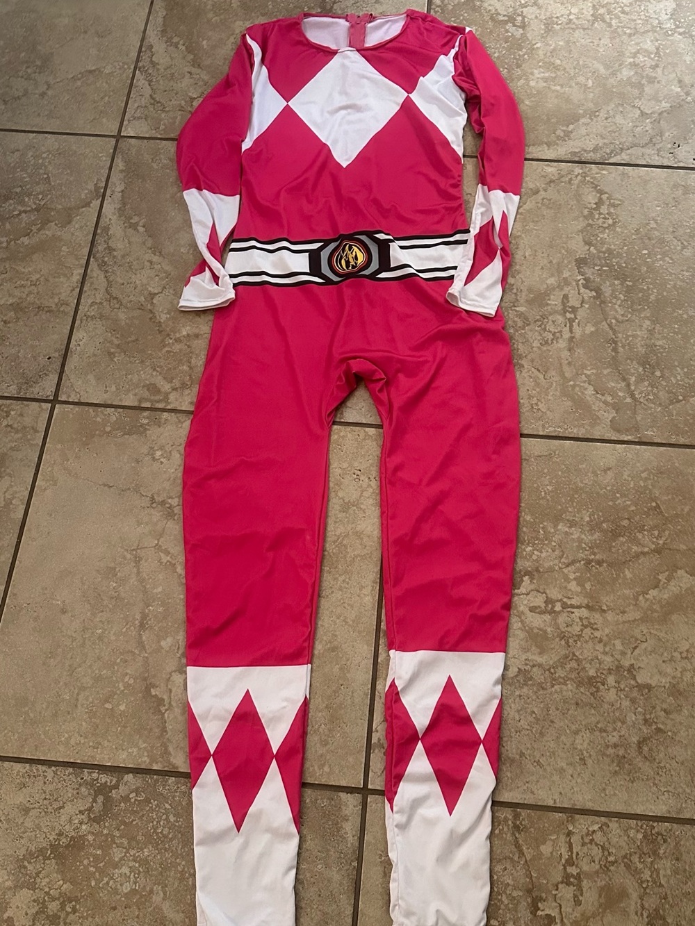 Adult Size Small Power Ranger Pink Superhero Jumpsuit Costume w: Diamond Accent